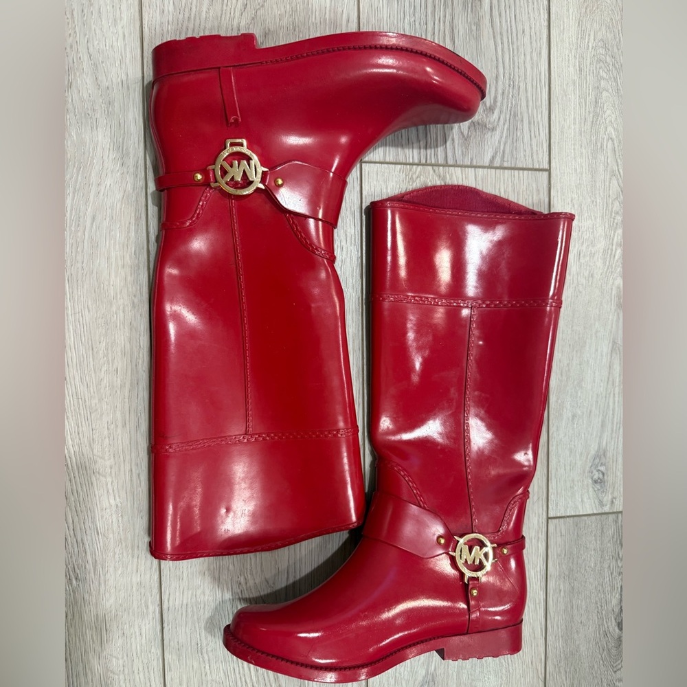 Michael Kors Red Rain Boots Women’s 8 - Picture 3 of 6